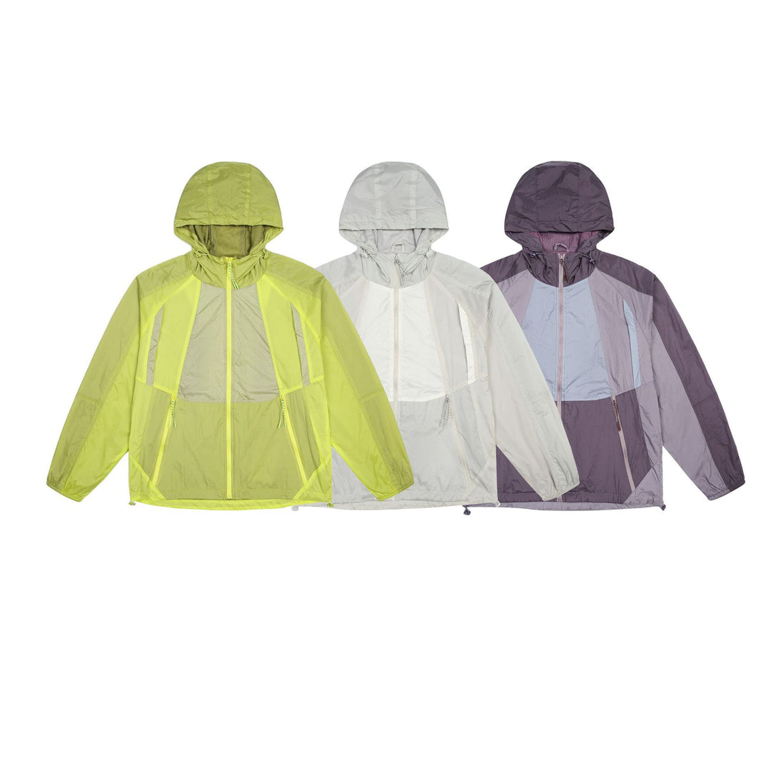 Unisex Leichte Kapuzen-Windjacke mit Mesh-Futter und Kordelzug Drune