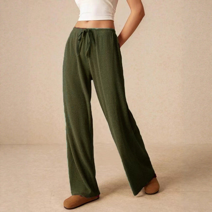 Damen weite Baumwoll-Haremshose mit hoher Taille und praktischem Kordelzug Drune