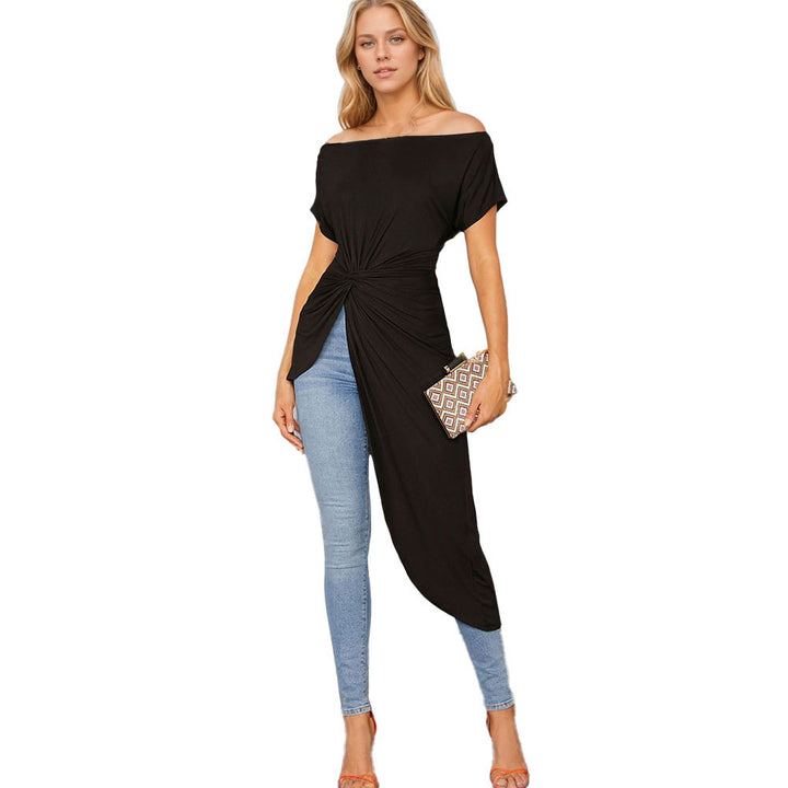 Damen asymmetrisches Wickeloberteil Drune
