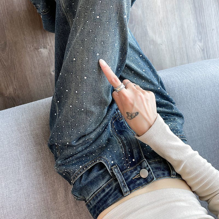 Damen Jeans mit glänzenden Perlendetails Drune
