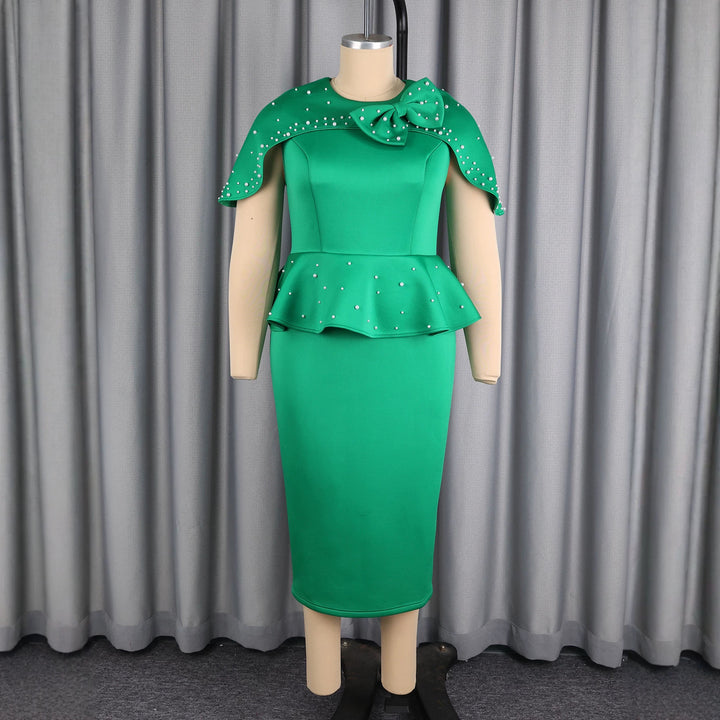 Damen Figurbetontes Peplum Kleid mit dekorativer Kapuze Drune