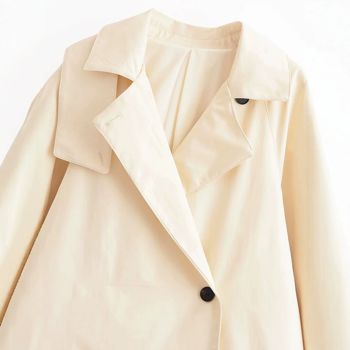 Damen Kurzjacke im Trenchstil mit asymmetrischem Revers Drune