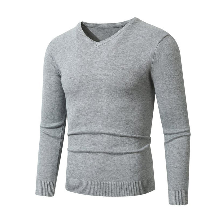 Herren Schmal geschnittener Feinstrick‑V‑Neck-Pullover mit Rippbund und atmungsaktiver Baumwollmischung Drune