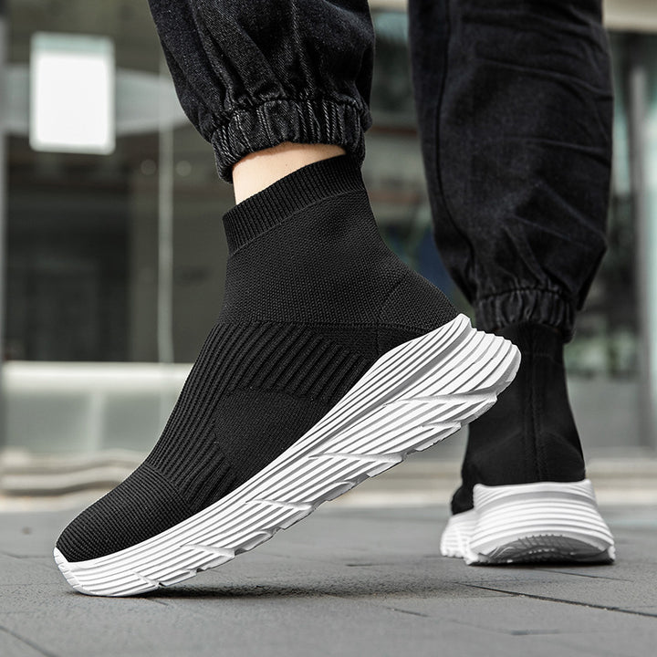 Damen nan nahtloser Strick-Freizeitsneaker mit sockenkragen und stoßdämpfender Profilsohle Drune