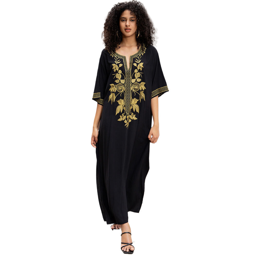 Damen Kaftan mit kunstvollem Goldstickerei Drune