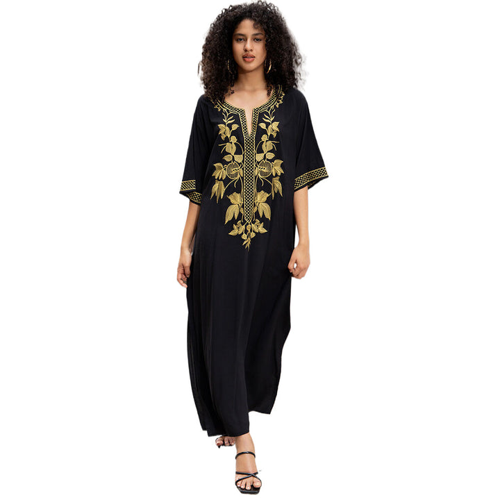 Damen Kaftan mit kunstvollem Goldstickerei Drune