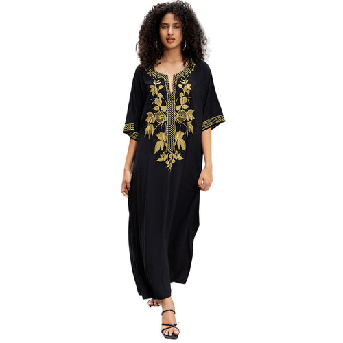 Damen Kaftan mit kunstvollem Goldstickerei Drune