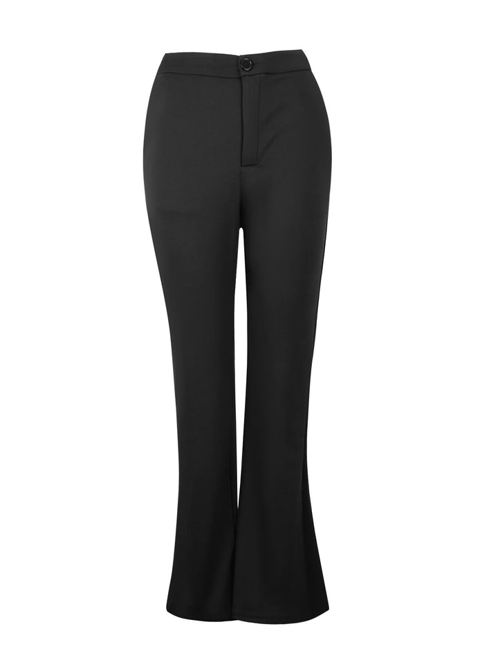 Damen elegante Flared-Hose mit hohem Bund und praktischen Eingrifftaschen Drune