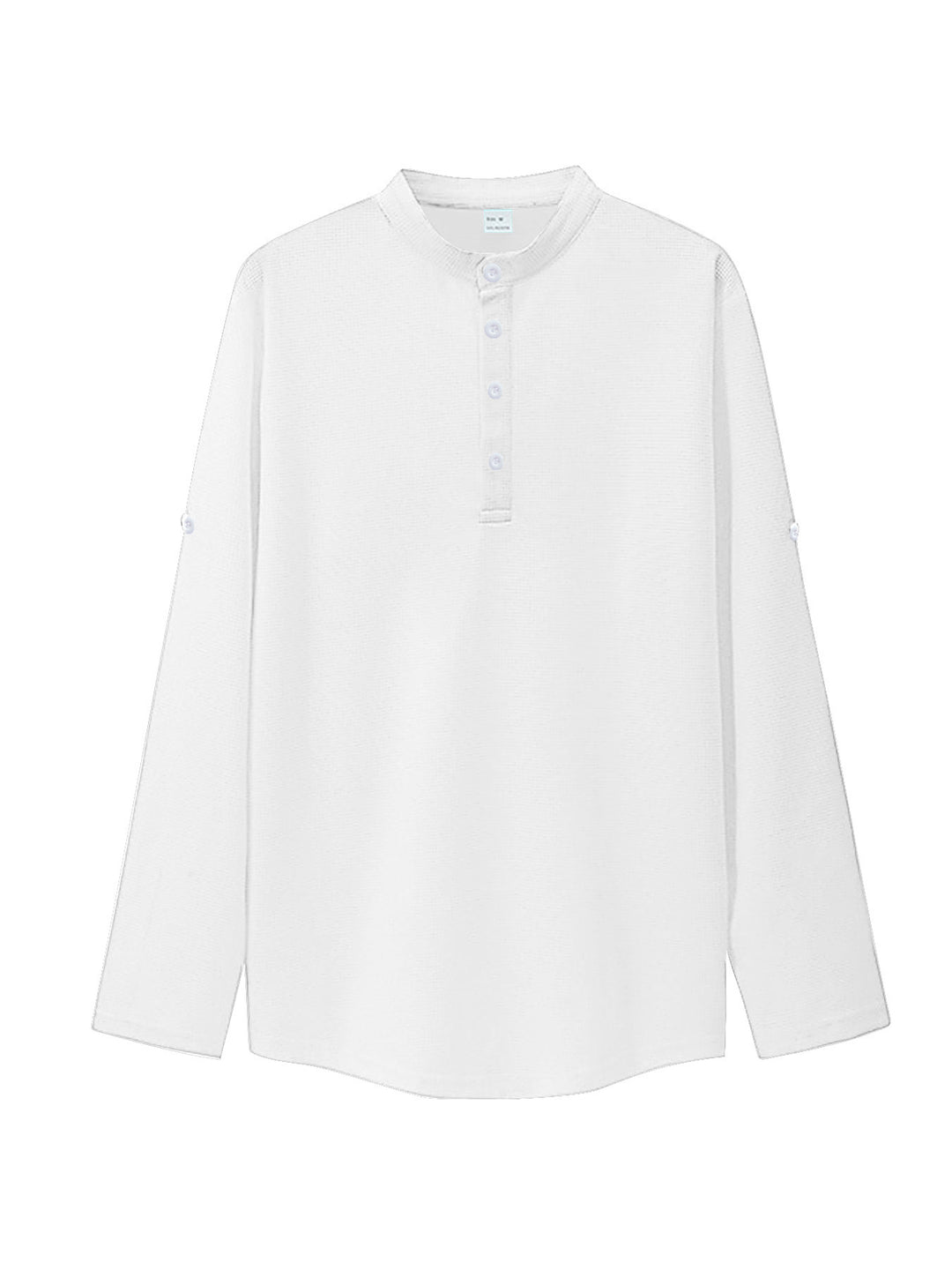 Damen nan oversized Langarm-Henley mit Stehkragen Waffelstruktur und Ärmelsicherung Drune