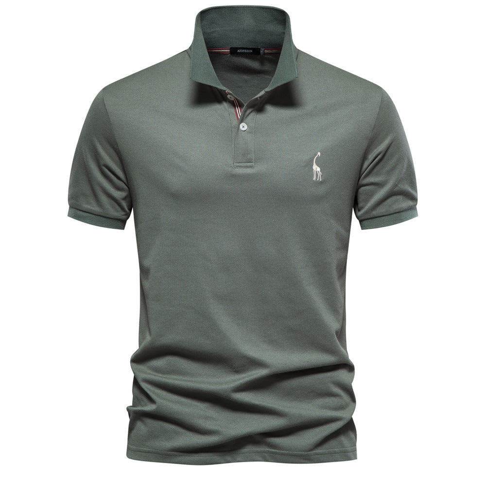 Herren klassisches Poloshirt aus atmungsaktiver Baumwolle mit modischem Kragen Drune