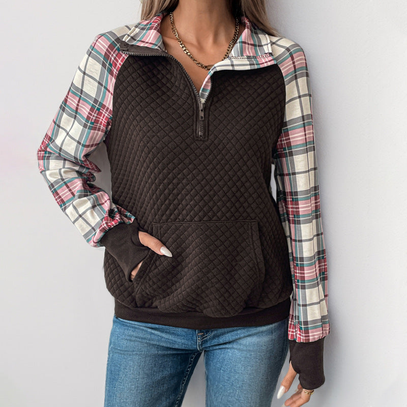 Damen Sportlicher Pullover mit Karomuster Drune