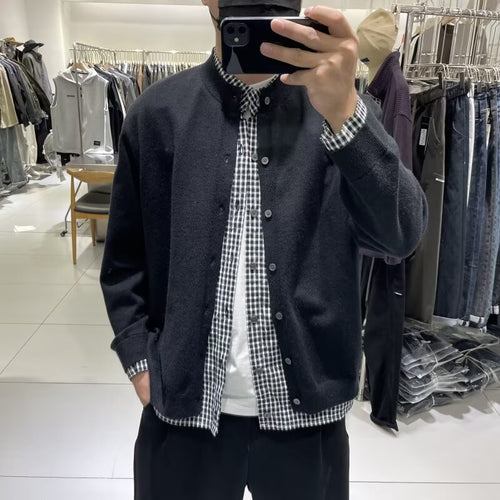 Herren Elegante Strickjacke mit Knopfleiste Drune