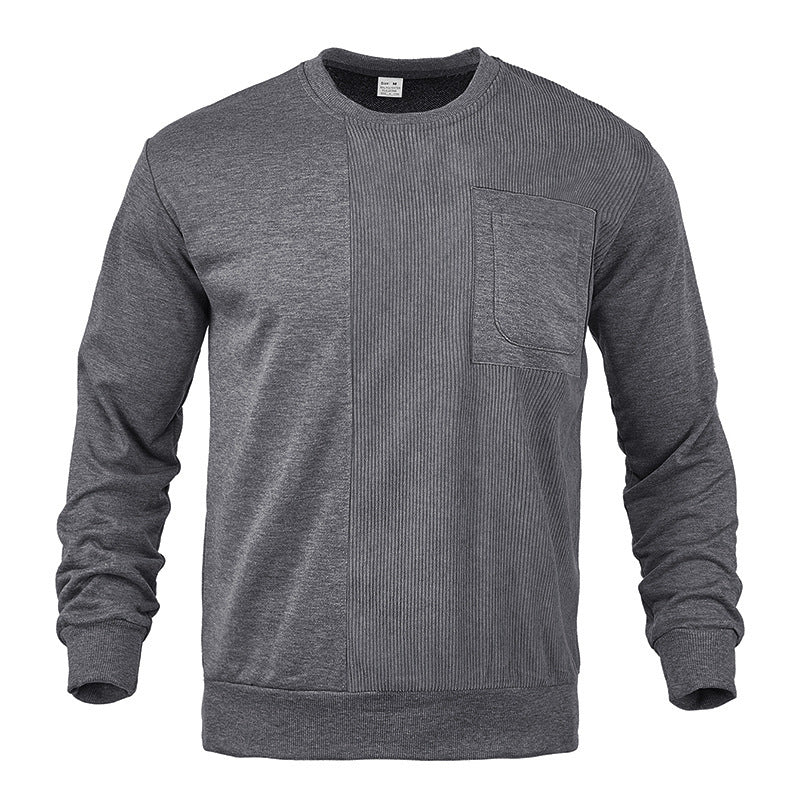 Herren nan strukturiertes Rundhals-Sweatshirt mit Brusttasche und asymmetrischem Rippenpanel Drune