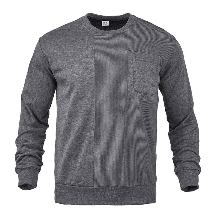 Herren nan strukturiertes Rundhals-Sweatshirt mit Brusttasche und asymmetrischem Rippenpanel Drune