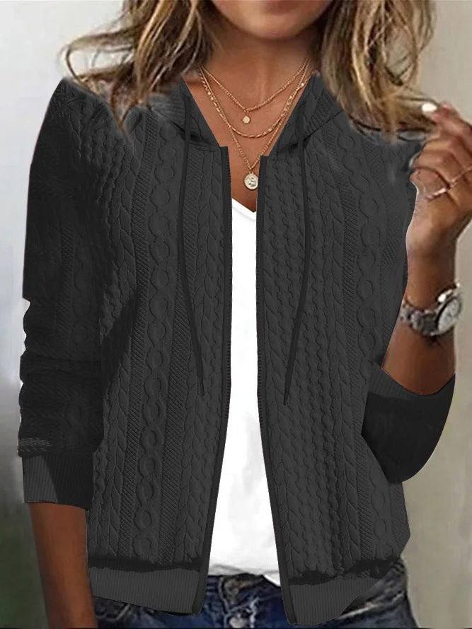 Damen Strickjacke mit Kapuze und strukturiertem Muster Drune