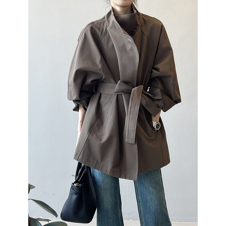 Drune | Wasserfallkragenmantel - Minimalistisches Chic - Leichte Schicht - Lässige Passform
