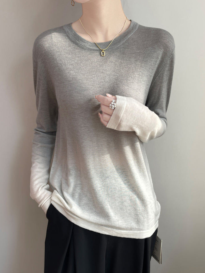 Damen Leichter Verlauf-Feinstrickpullover mit Rundhalsausschnitt und lockerer Passform Drune