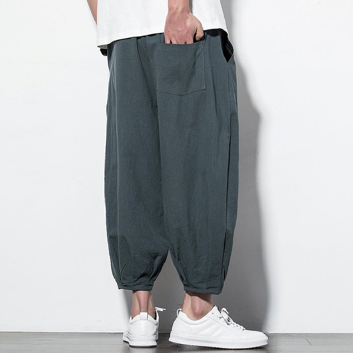 Herren Weite Harem-Loungehose mit elastischem Bund und gerafften Knöchelabschlüssen Drune