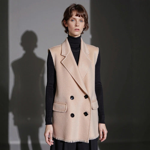 Damen Elegante und lässige Weste mit doppelter Knopfreihe Drune