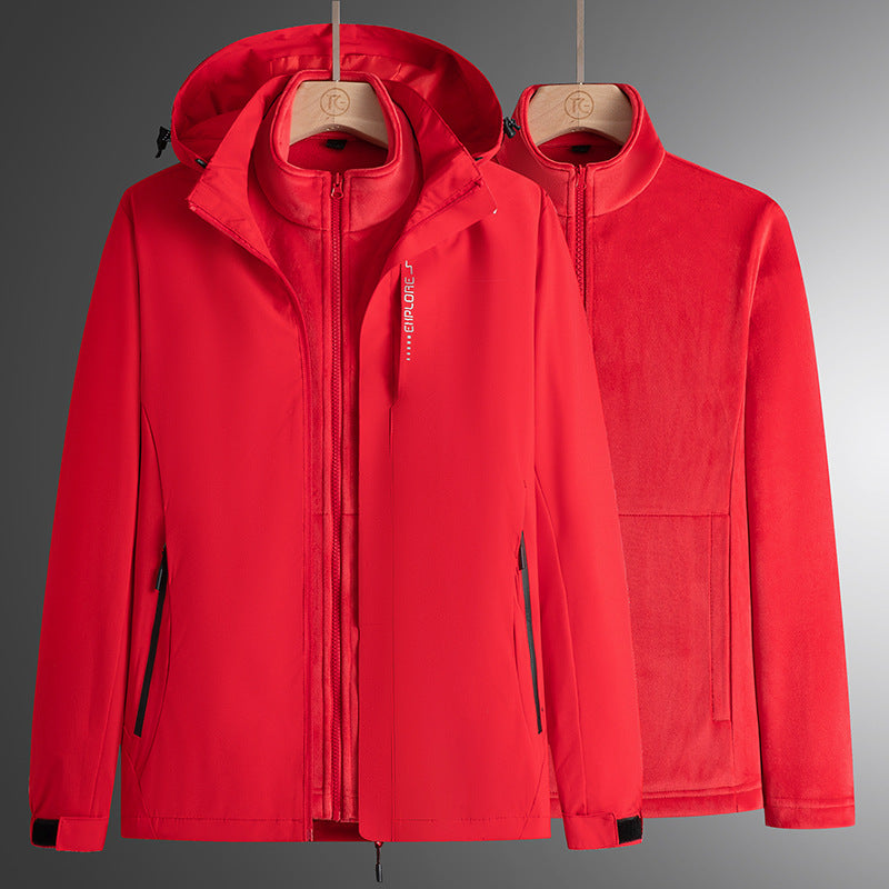 Herren modularer Softshell-Parka mit herausnehmbarer Fleece-Innenjacke, winddichter Außenhülle und verstellbarer Kapuze Drune