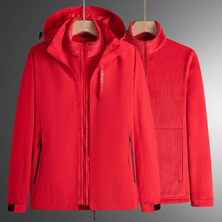 Herren modularer Softshell-Parka mit herausnehmbarer Fleece-Innenjacke, winddichter Außenhülle und verstellbarer Kapuze Drune
