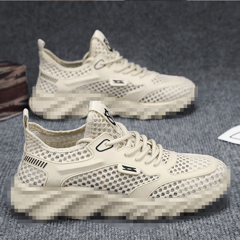 Herren Atmungsaktiver Mesh-Freizeitsneaker mit strukturierter Wellen-Plateausohle Drune