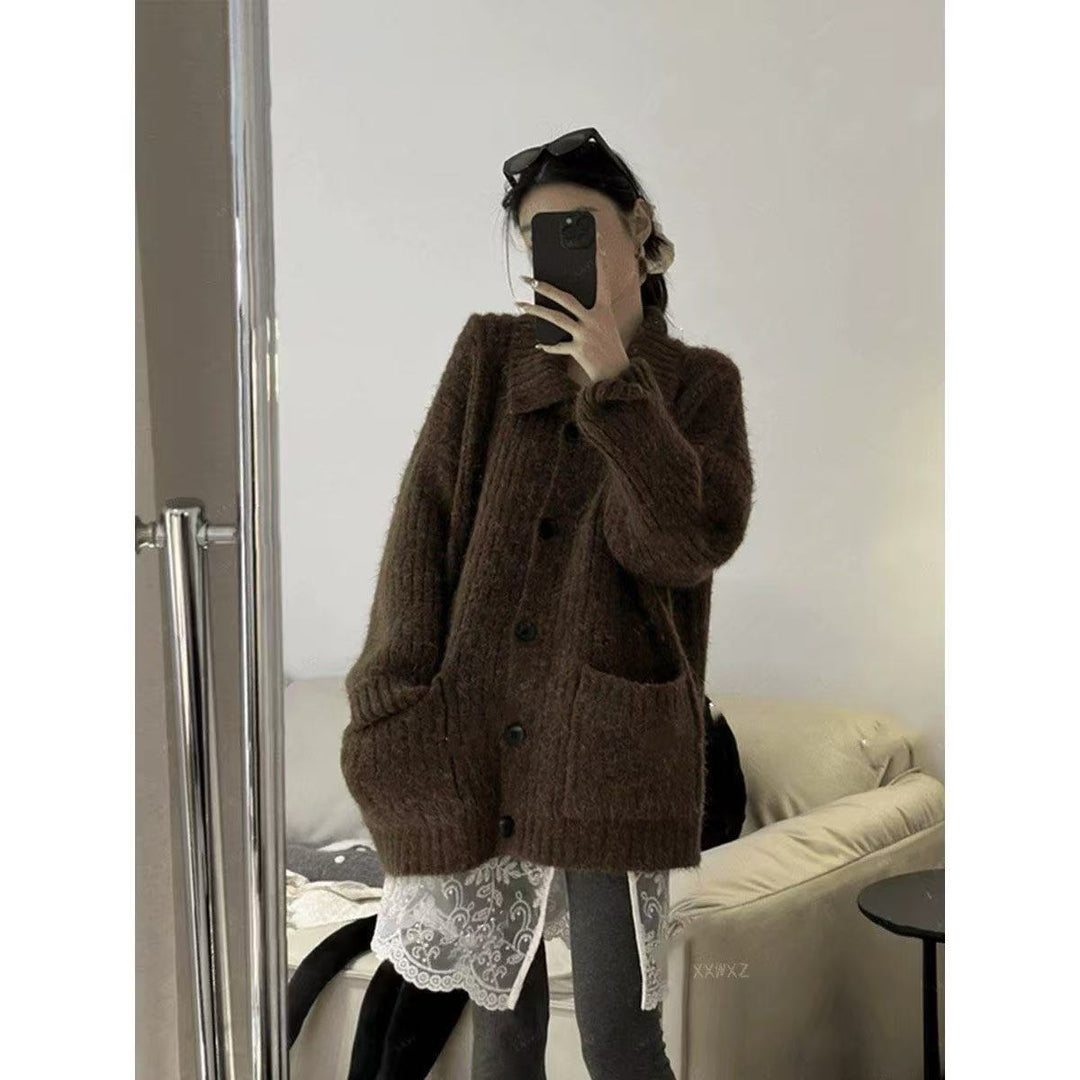 Damen Kuscheliger Grobstrick Cardigan Drune