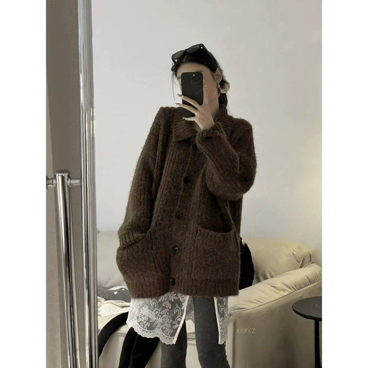 Damen Kuscheliger Grobstrick Cardigan Drune