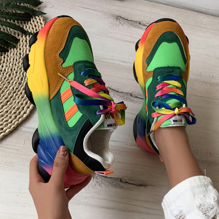 Damen Bunte Chunky Sport Sneakers Drune