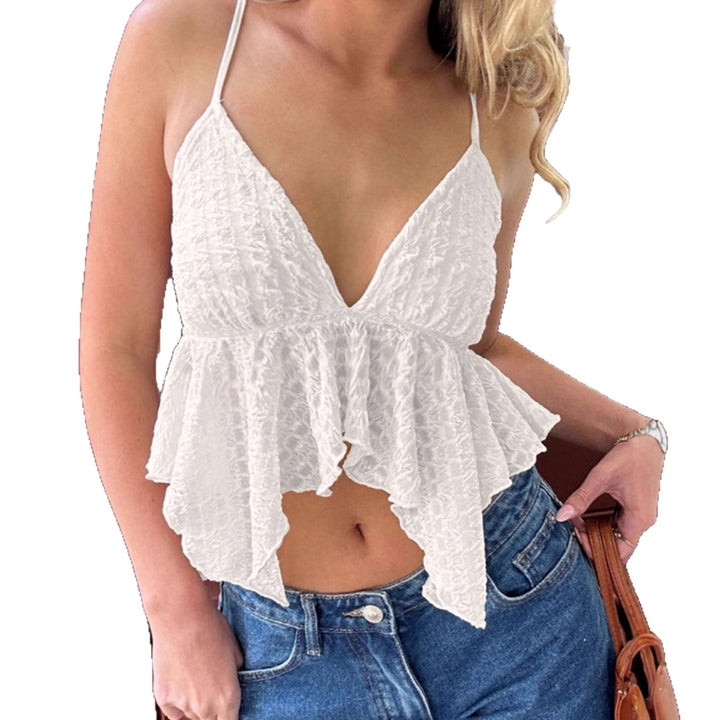 Damen verspieltes Crop-Top mit eleganten Rüschendetails Drune