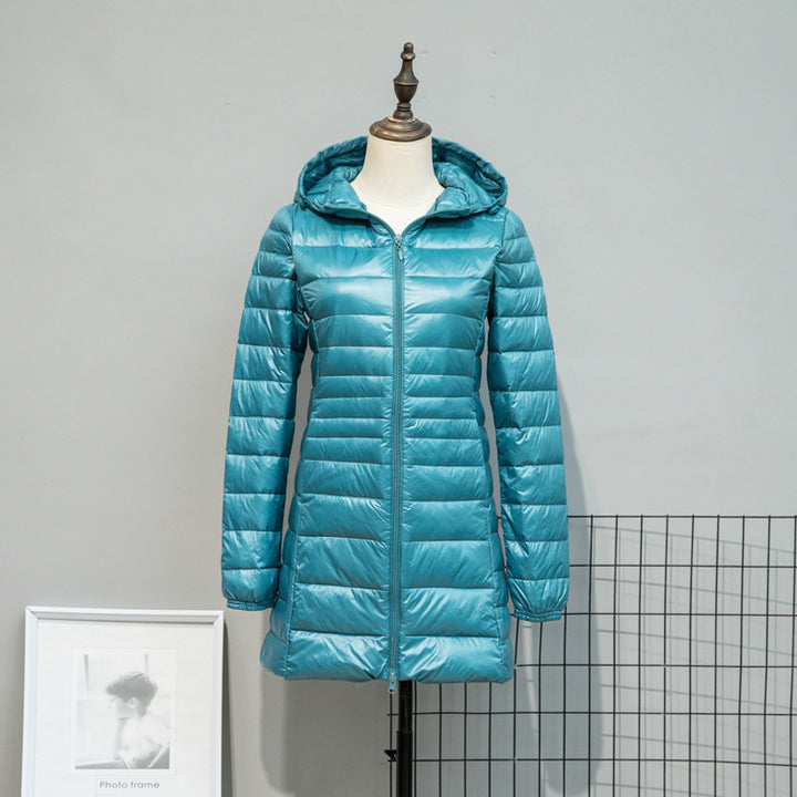 Damen Leicht gesteppte Langjacke mit Kapuze und schlanker Silhouette Drune