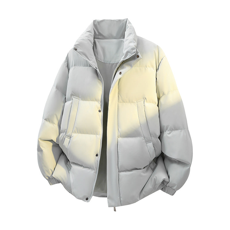 Herren Kurz geschnittener Oversize-Puffer mit Stehkragen, Druckknopfblende und verdecktem Reißverschluss Drune