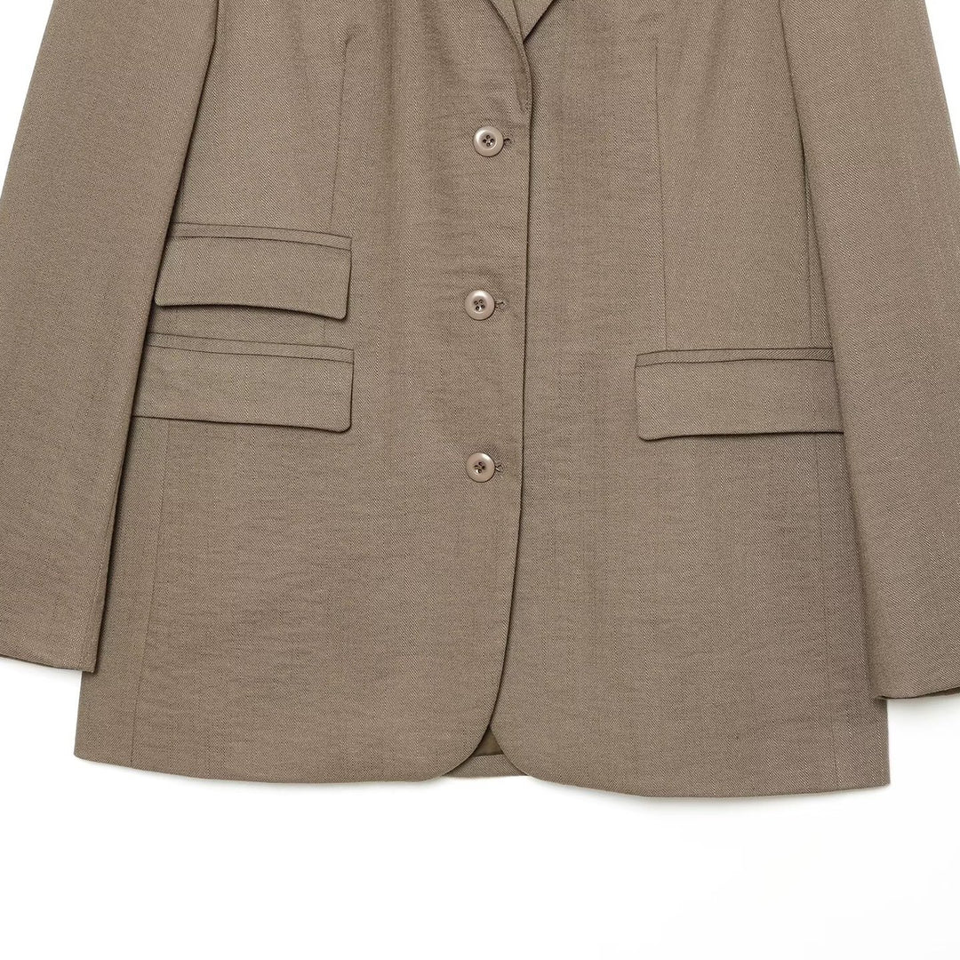 Damen Einreihiger Business-Blazer mit Pattentaschen und Reverskragen Drune