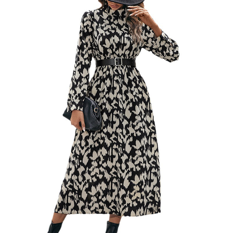 Damen Elegantes Kleid mit Taillengürtel Drune