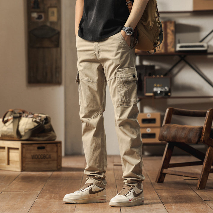 Herren Utility-Cargo-Hose im Vintage-Workwear-Look mit verstärkten Kniepartien und extra Stauraum Drune