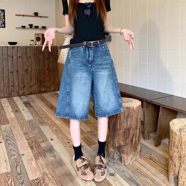 Damen weite Denim-Shorts im modernen Design mit praktischen Taschen Drune