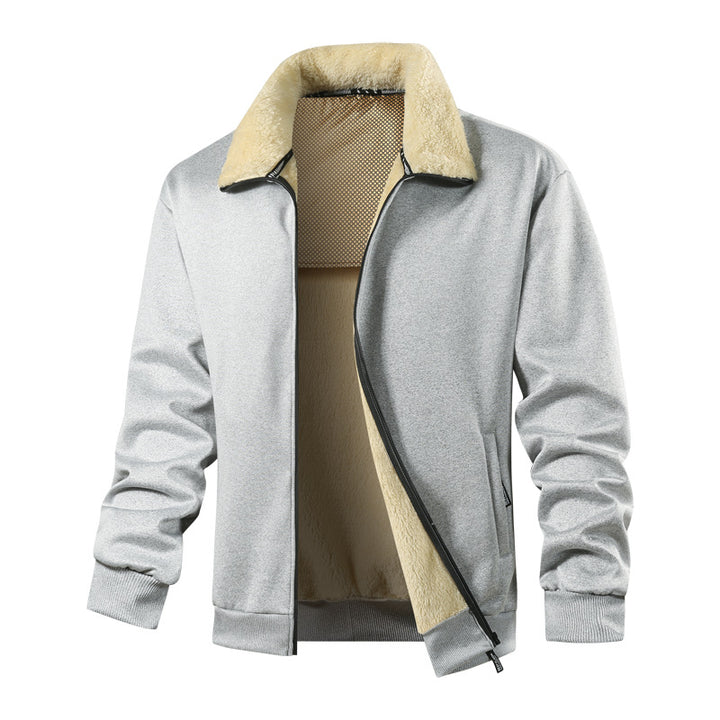 Herren Wattierte Teddyfleece-Bomberjacke mit Stehkragen & durchgehendem Reißverschluss Drune
