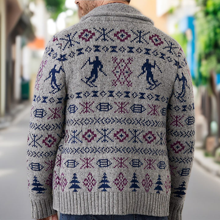 Herren Strickjacke mit traditionellem Muster und warmem Innenfutter Drune