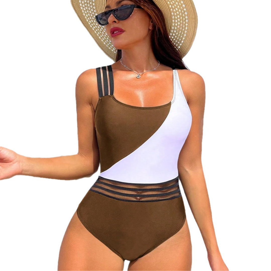 Damen Sportlicher Einteiler Badeanzug mit innovativem Schnitt Drune