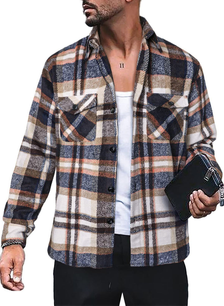 Herren Flanellhemd mit Karomuster und funktionalen Taschen Drune