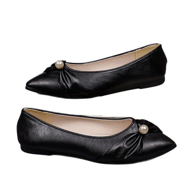 Damen Spitz zulaufende Ballerina-Slipper mit Perlen-Detail und gerafftem Vorderblatt Drune