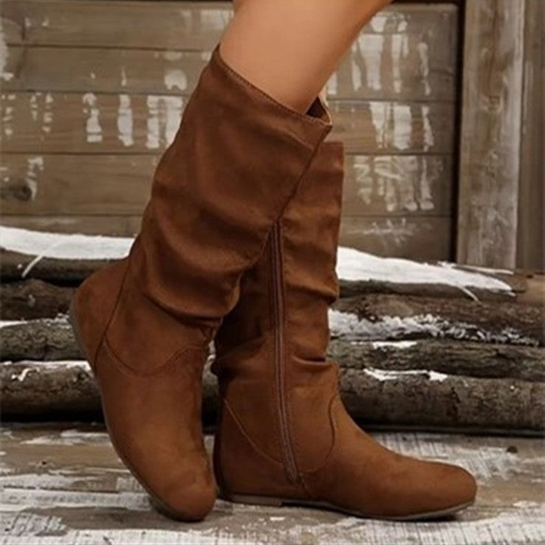 Drune | Plüsch-Stiefel mit flacher Sohle