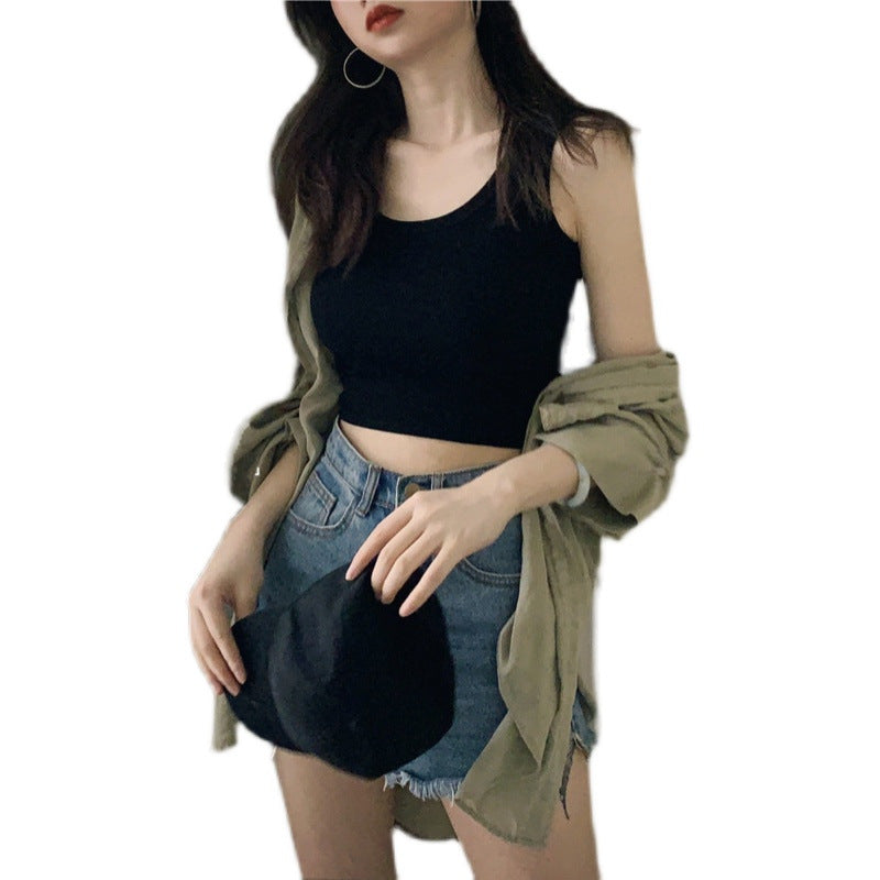 Damen Crop-Top aus atmungsaktiver Baumwolle mit schmalem Schnitt Drune