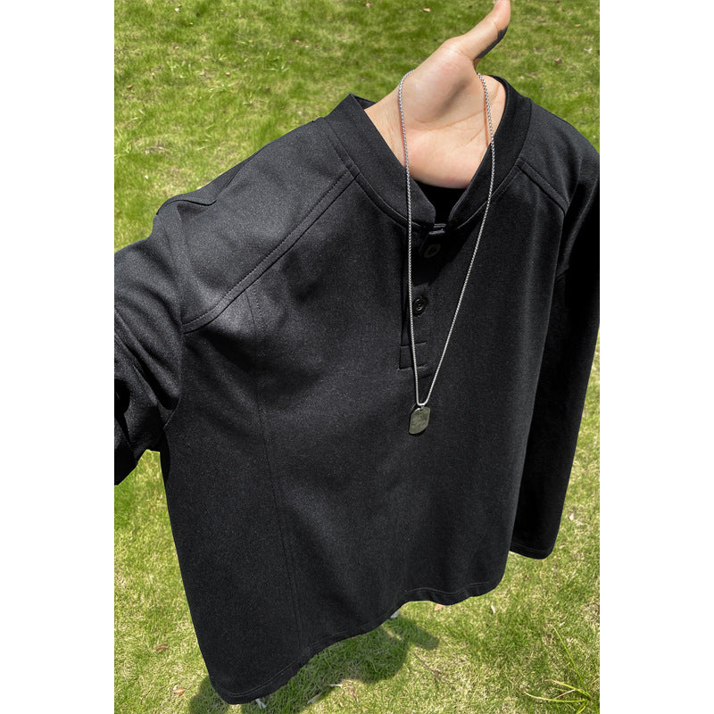 Herren Lässiges Langarmshirt mit Knopfleiste Drune