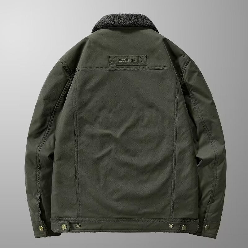 Herren Gefütterte Canvas-Arbeitsjacke mit Sherpa-Innenfutter und Hemdkragen Drune