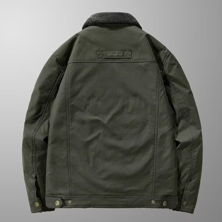 Herren Gefütterte Canvas-Arbeitsjacke mit Sherpa-Innenfutter und Hemdkragen Drune