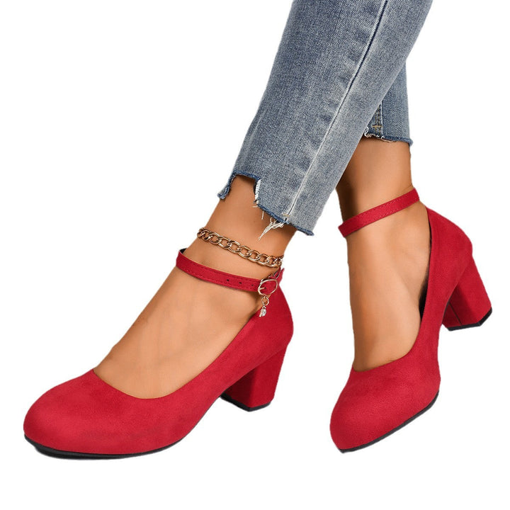 Damen Blockabsatz-Pumps mit verstellbarem Riemen und elegantem Stil Drune