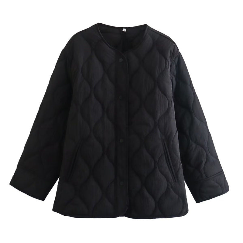 Damen Gefütterte Steppjacke im Boxy‑Schnitt mit Rundhalsausschnitt Drune