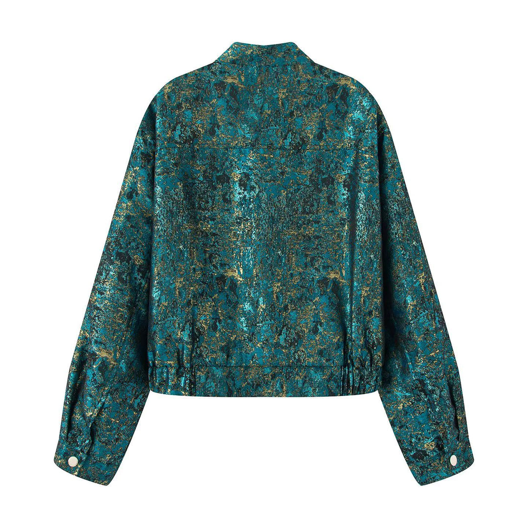 Damen nan cropped Boxy-Jacke mit Stehkragen, Druckknopfleiste und aufgesetzten Brustklappen Drune
