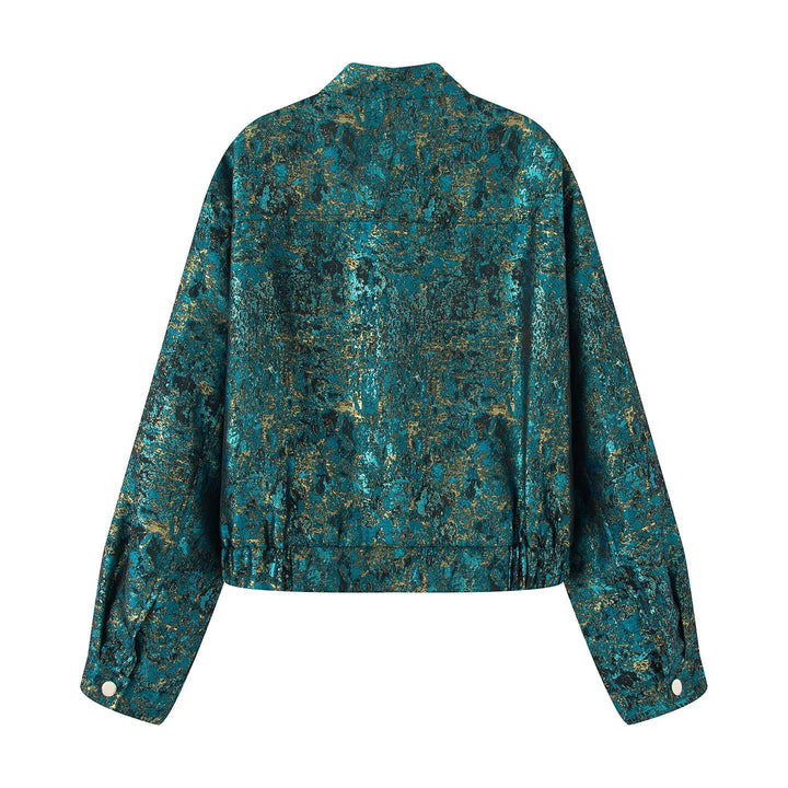 Damen nan cropped Boxy-Jacke mit Stehkragen, Druckknopfleiste und aufgesetzten Brustklappen Drune